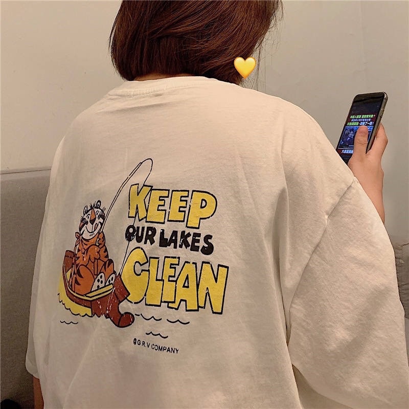 Áo thun phông PINK tay lỡ form rộng KEEP CLEAN Unisex