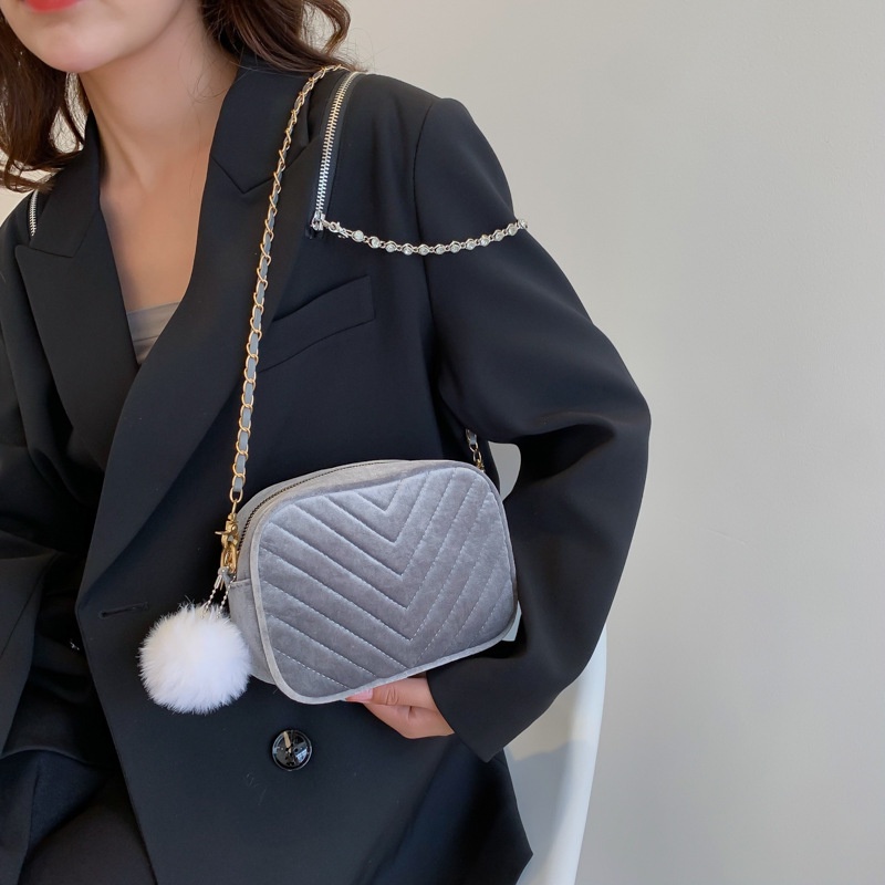 Túi đeo chéo JASMIN NOIR nắp gập in họa tiết kẻ sọc thời trang cho nữ