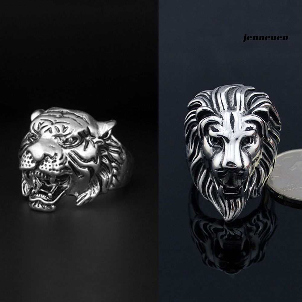 Nhẫn hợp kim hình đầu sư tử/hổ thời trang cá tính cho nam