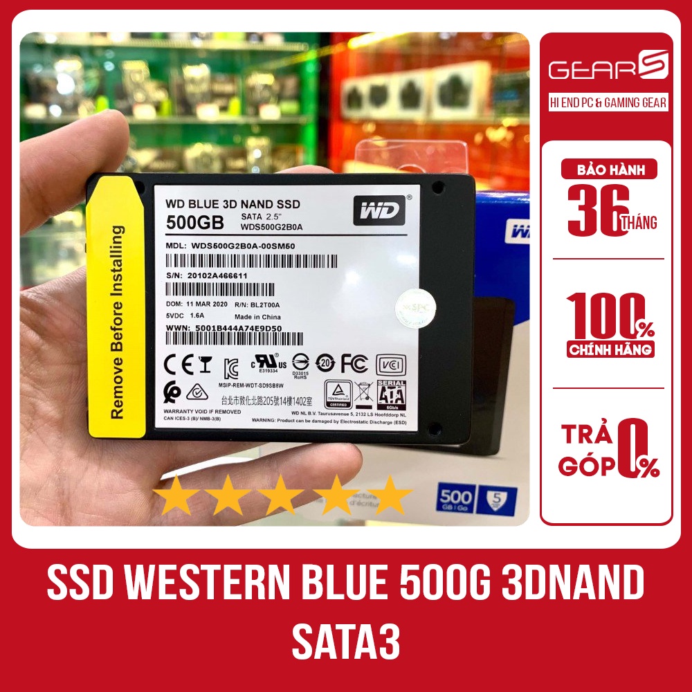 Ổ cứng SSD Western Blue 500GB 3D NAND SATA3 (đọc: 560MB/s /ghi: 530MB/s) - Bảo hành chính hãng 36 tháng | WebRaoVat - webraovat.net.vn