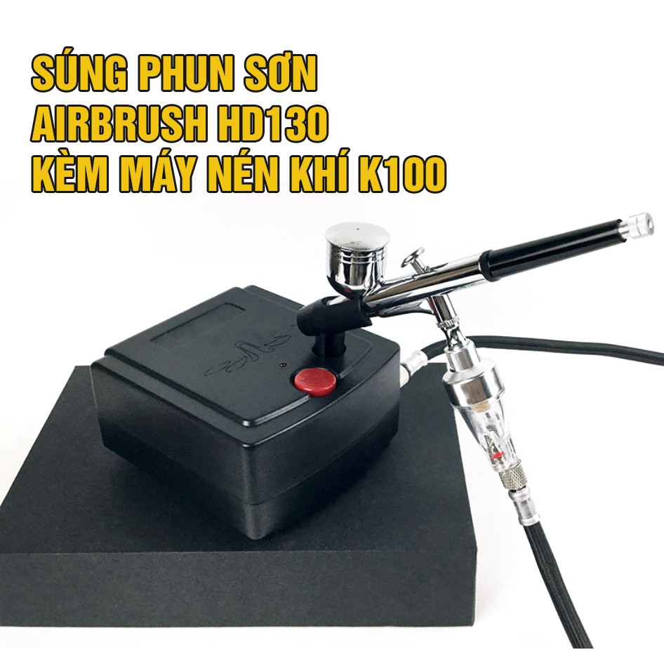 Bộ súng phun sơn Airbrush HD-130 kèm máy nén khí K100