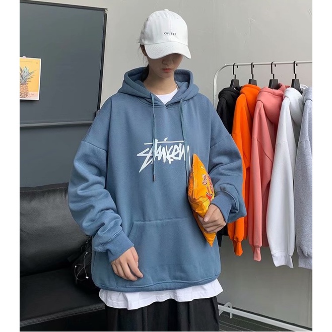 Áo hoodie dáng rộng mẫu graffiti phong cách hip hop Hàn Quốc thời trang mùa đông cho nam cỡ M-5XL 6 màu tùy chọn
