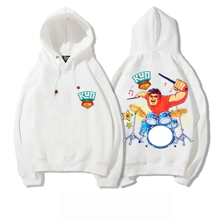 XẢ KHO Áo hoodie nỉ bông cotton màu trắng in hình gia đình Kun cực đẹp cho bé trai bé gái
