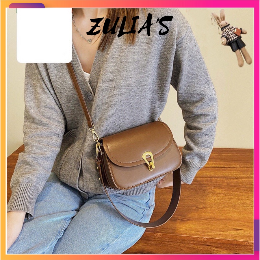 Túi xách nữ đeo chéo da mềm 3 ngăn khoá giọt lệ Zuliashop8386