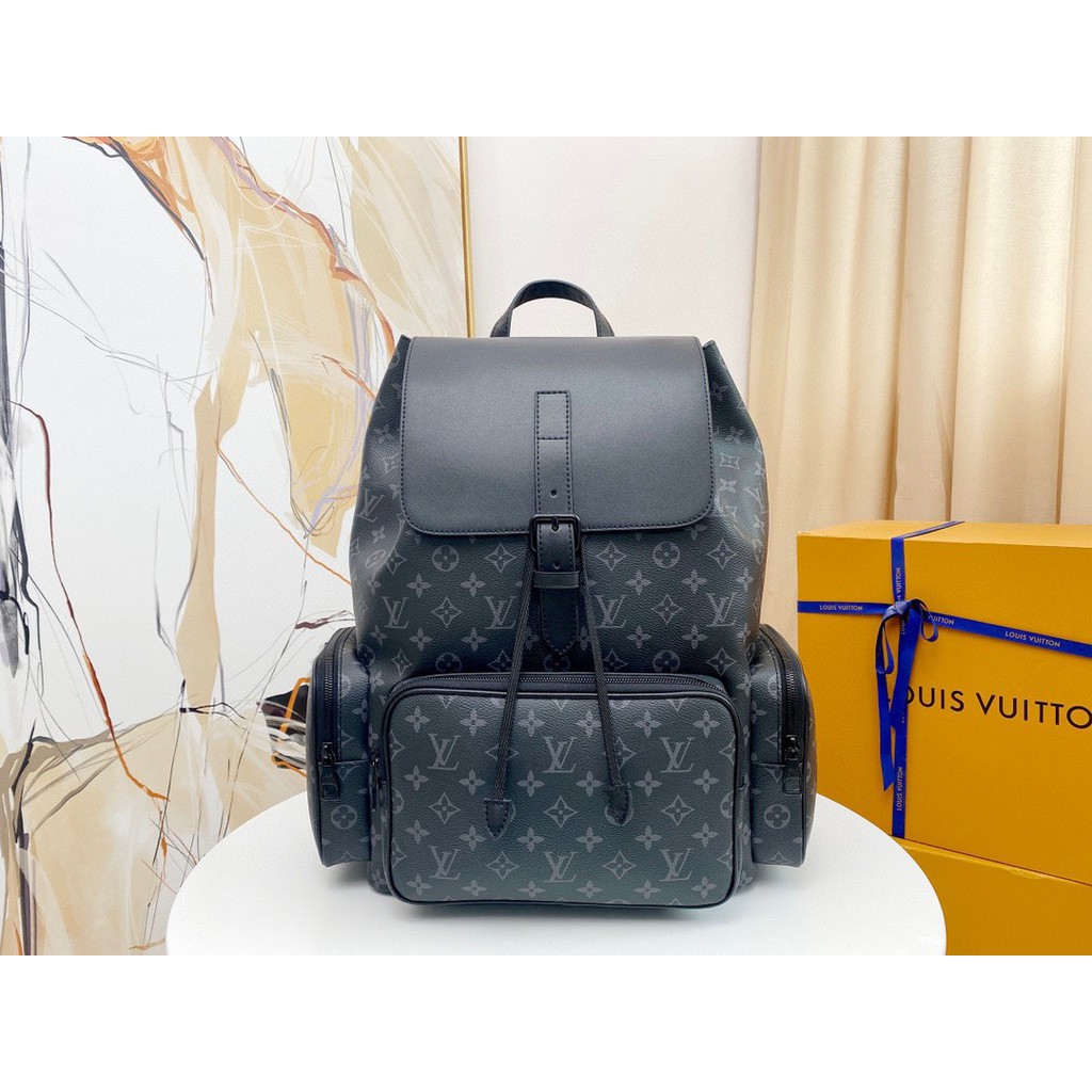 ⚡️[CHỈ 1 NGÀY] - Backpack Luon Vuituoi Trio Monogram Eclipse Canvas in Grey cao cấp full tag túi, balo LV