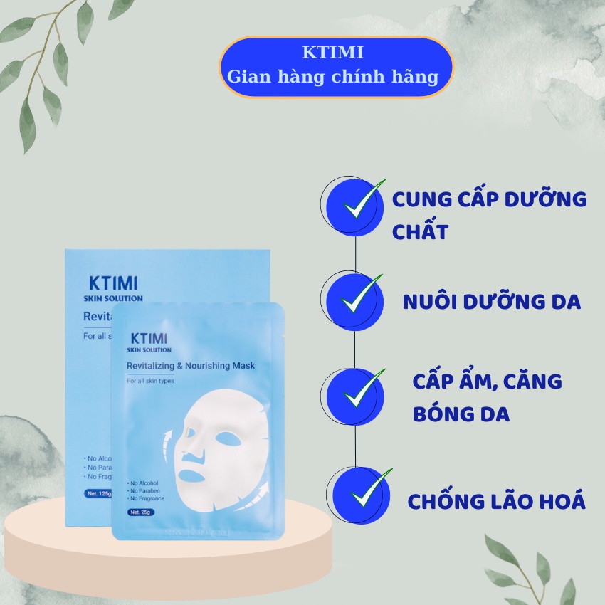 Mặt Nạ Ktimi Skin Solution Revitalizing & Nourishing Mask Dưỡng Ẩm, Sáng Da, Chống Lão Hoá