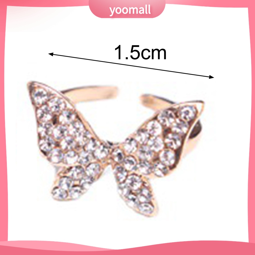 Yomall♡ Nhẫn Hợp Kim Hình Bướm Lấp Lánh Chống Rỉ Sét Cho Nữ