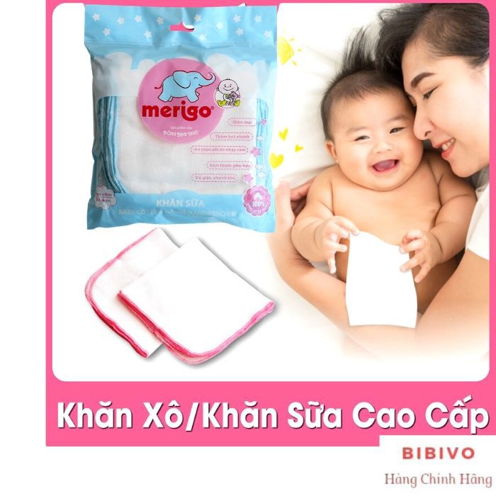 Khăn xô - Khăn sữa cho bé Merigo - Bông Bạch Tuyết - 30 Khăn