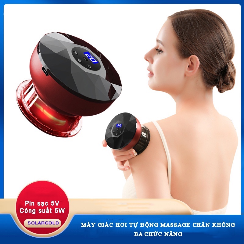 Máy giác hơi massage chân không pin sạc điều chỉnh 12 cấp độ hút xả tự động chườm nóng dung lượng pin 800mA công suất 5W