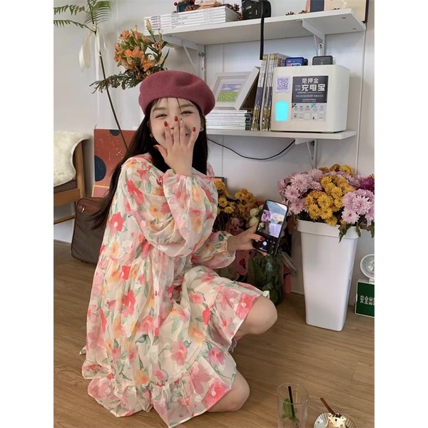 Váy hoa baby tay dài - Freesize [Gunny]