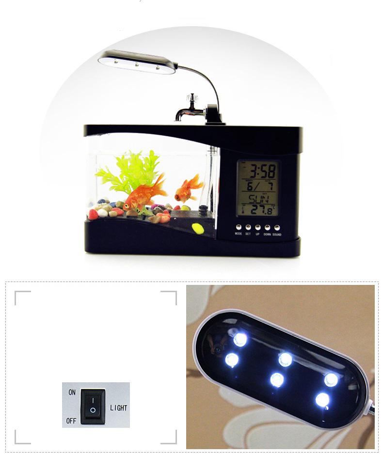 Bể cá mini usb để bàn AQUARIUM,màn hình LCD hiển thị thời gian,nhiệt độ,ngày tháng,lưu thông nước tốt cho cá sống tốt