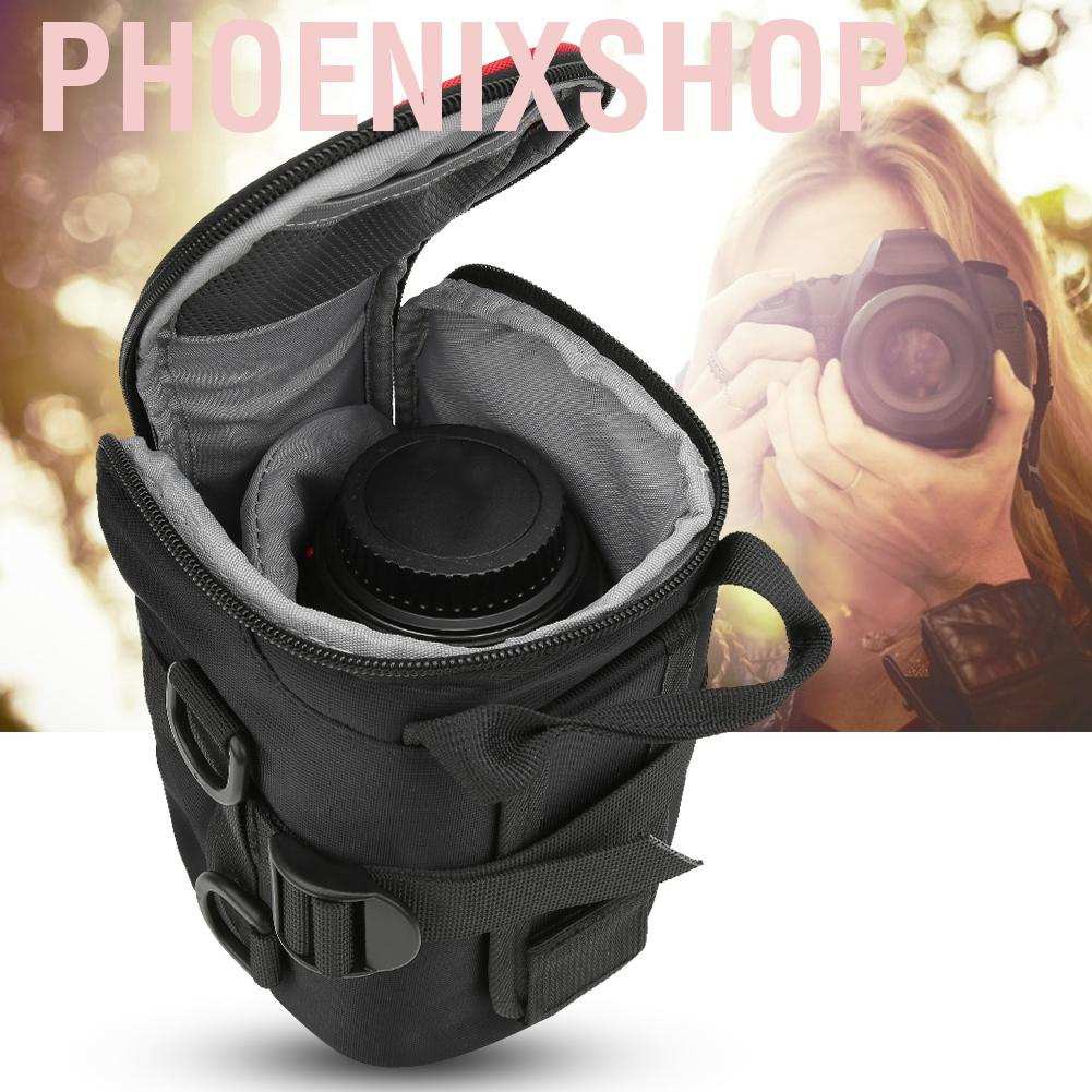 Phoenixshop Camera lens case  waterproof DSLR camera bag in black nylon for Canon/Nikon