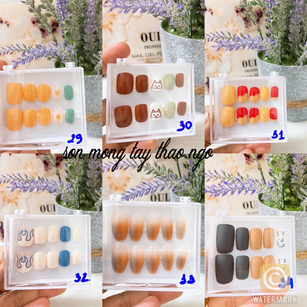 (hàng mới về) Nail Box ❤️Set 10 Móng Tay Giả Nailbox Tặng Keo Dán Móng