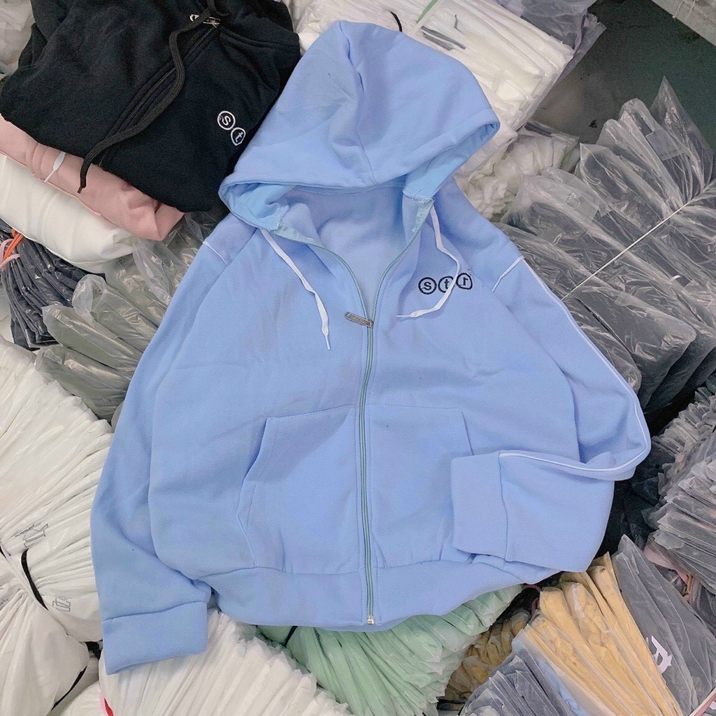 Áo khoác trơn nỉ ngoại dày dặn STR có viền độc đáo, áo khoác nỉ UNISEX form rộng thoải mái xinh xắn.