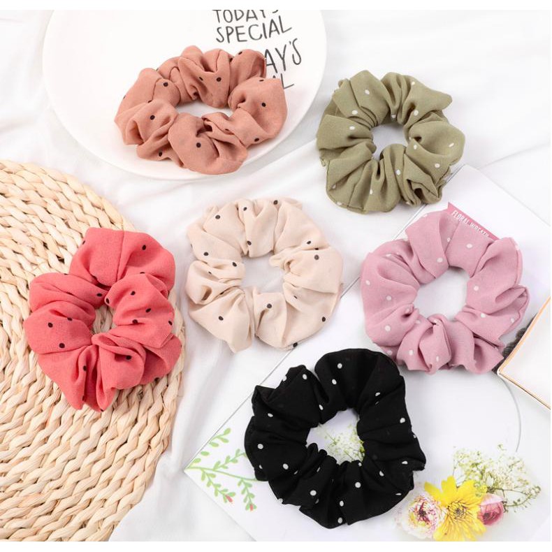 Dây cột tóc scrunchies xanh dương xanh lá dễ thương TIMSTORE phụ kiện buộc tóc phong cách hàn quốc
