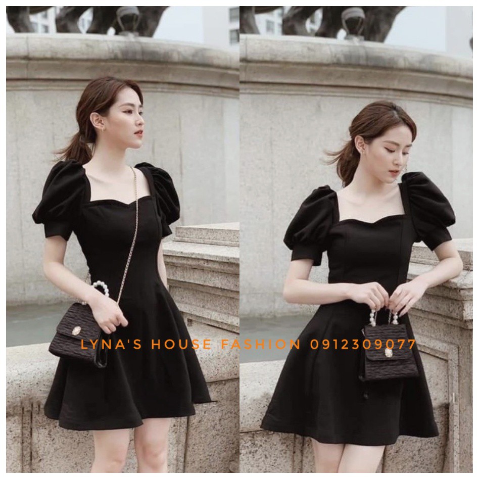 Đầm Nữ Dự Tiệc ❄ FREESHIP ❄ Váy Body Vai Bồng Tay Ngắn Cela Dress - Dáng Chữ A Cổ Vuông Chất Thun Cotton Mịn Đẹp - LH122