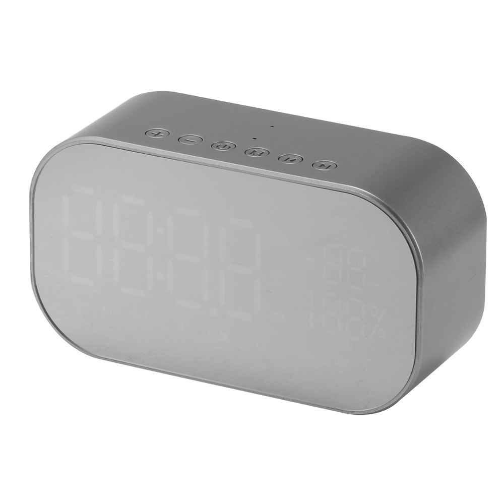 Loa Bluetooth 4.2 kèm đồng hồ báo thức đo nhiệt độ thời tiết nghe radio FM để bàn