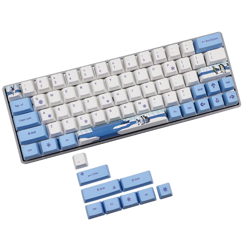 Nút bàn phím PBT OEM họa tiết chim cánh cụt dễ thương cho GH60