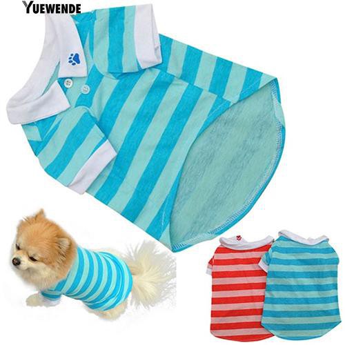 Áo thun cổ Polo họa tiết sọc màu dễ thương cho thú cưng