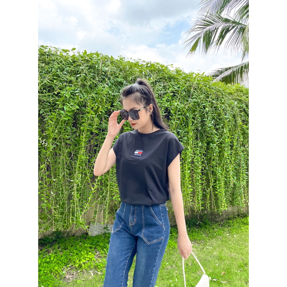 ÁO THUN CÁNH DƠI TOMMY BO THUNG BUNG TRẮNG ĐEN VNXK   - COTTON 100% 4C FORM CHÂU ÂU