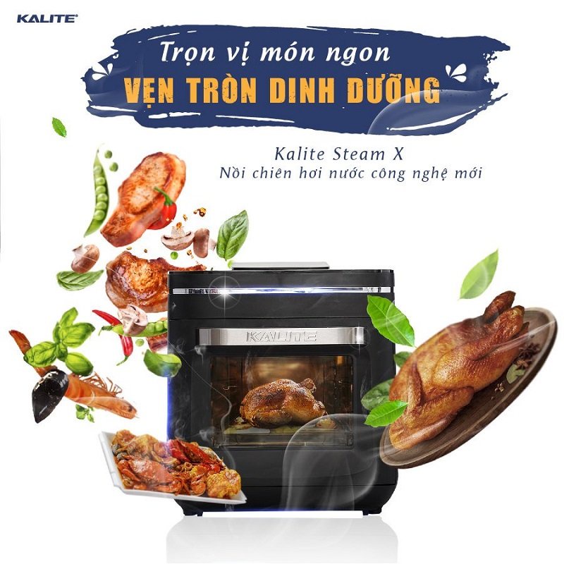 Nồi Chiên Hơi Nước Kalite Steam X 15L, Chiên Không Dầu Nướng Gà Nguyên Con 1635W