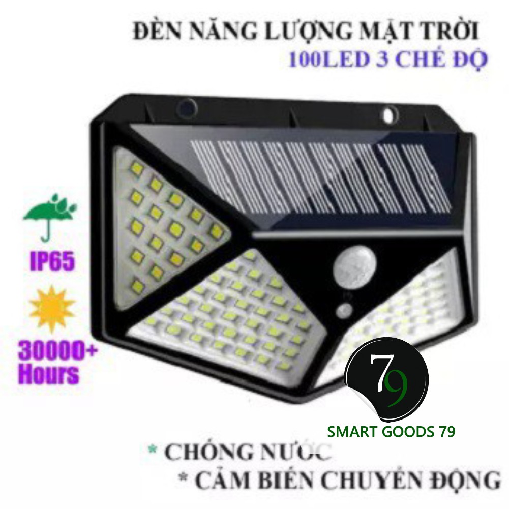 [Freeship hàng cao cấp 220] Đèn led năng lượng mặt trời cảm ứng cảm biến chuyển động 100 bóng tích điện chiếu sáng