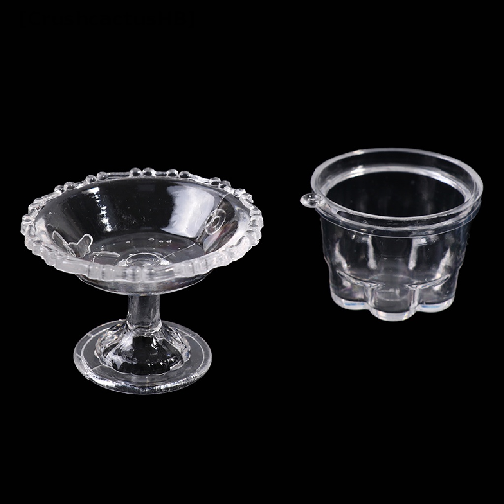 Set 5 Ly Đĩa / Ly Trong Suốt Dùng Trang Trí Nhà Búp Bê