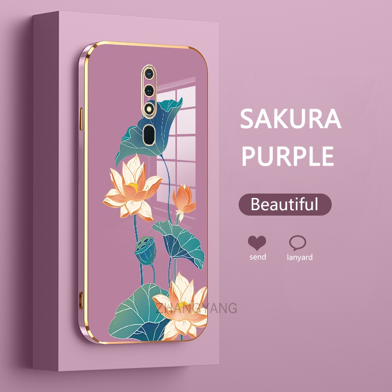 ốp lưng oppo f11 pro ốp điện thoại oppo f11 pro Ốp Điện Thoại TPU Dẻo Mạ Màu Họa Tiết Hoa Sen Sang Trọng