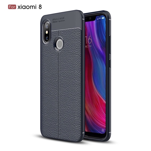 Xiaomi Mi8 Ốp dẻo vân da sần chống sốc Autofocus