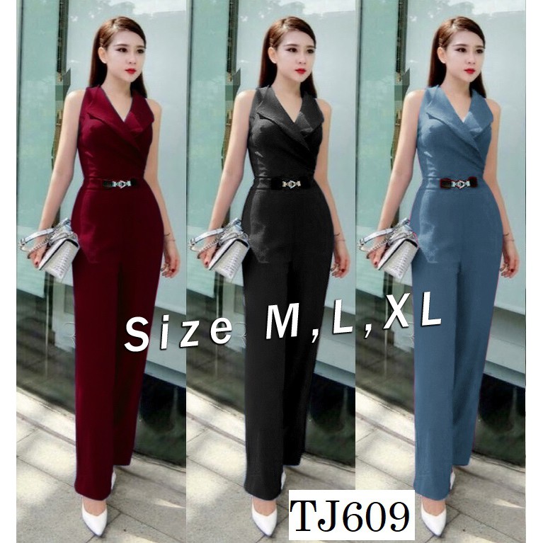 Jumpsuit Dài 💕FREESHIP💕Giảm 45k Khi Mua Đơn Từ 500k - Jum dài cổ bẻ kèm belt giống Bạch Nguyễn TJ609 | BigBuy360 - bigbuy360.vn