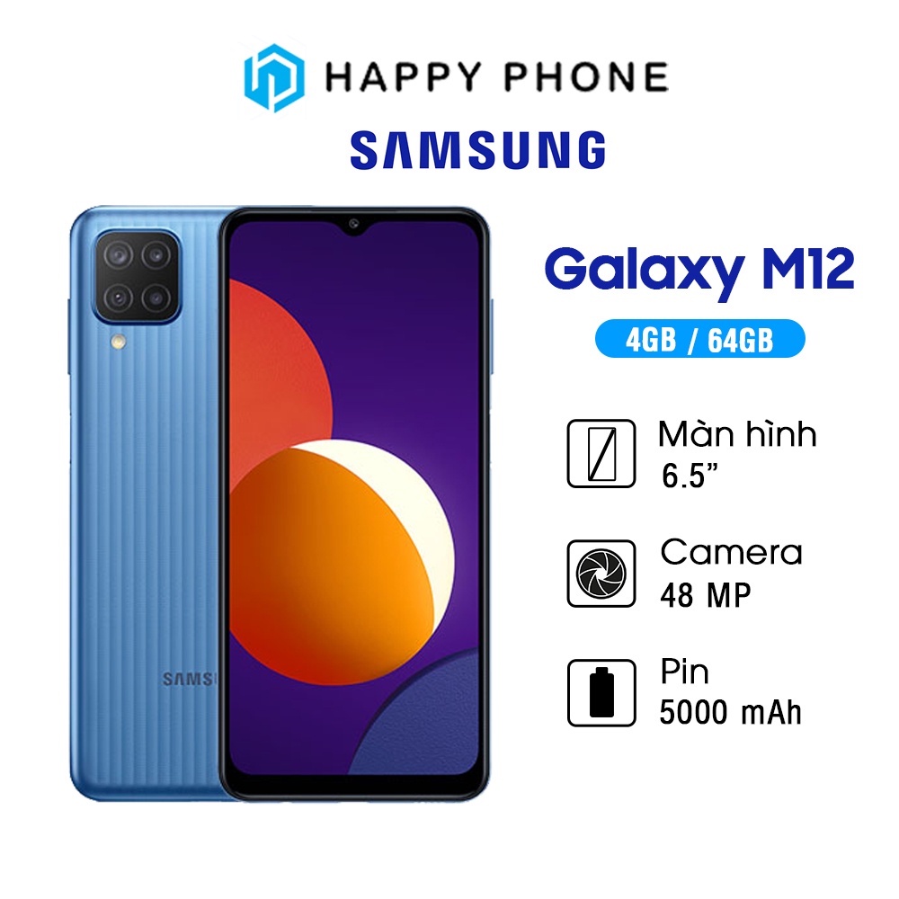 Điện thoại Samsung Galaxy M12 (4GB-64GB) - Hàng Chính Hãng, Mới 100%, Nguyên seal.