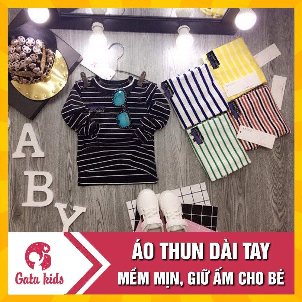 Áo nỉ dài tay kẻ sọc cổ tròn thu đông giữ ấm cho bé (5-15kg)