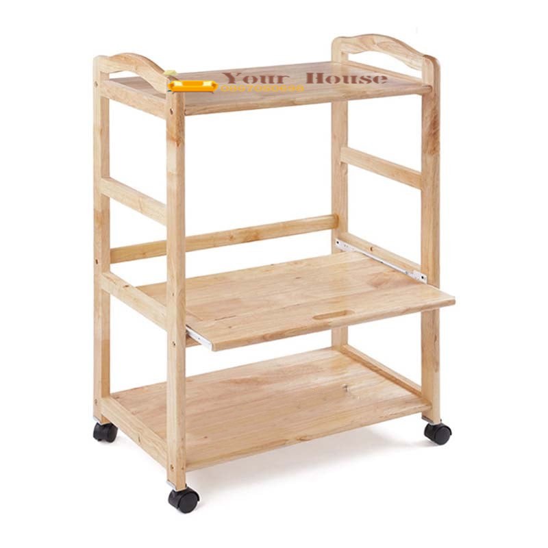 Kệ Lò Vi Sóng, Kệ Lò Nướng Có Ray Kéo 3 Tầng YOUR HOUSE Gỗ Tự Nhiên Siêu-Bền Đẹp