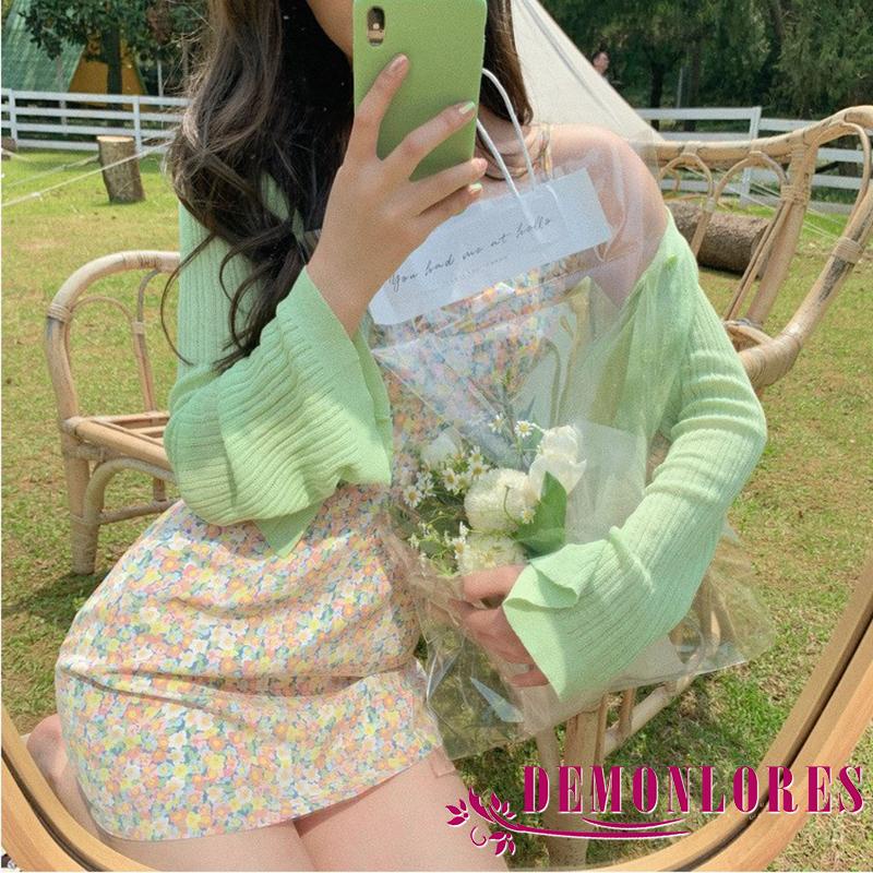 Áo cardigan dệt kim tay dài cổ chữ V màu trơn dáng rộng phối nút thời trang cho nữ
