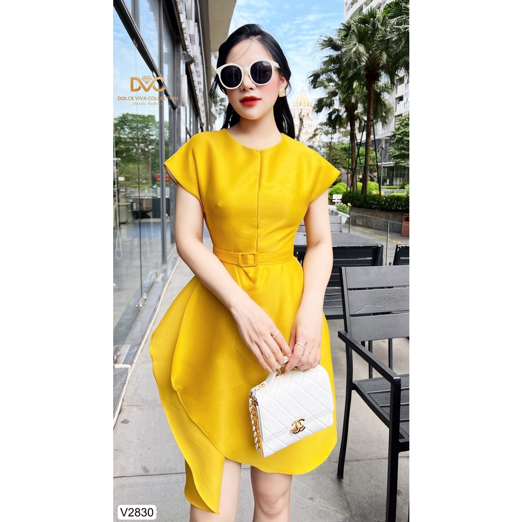 Váy tafta vàng thiết kế cao cấp V2830 - DVC