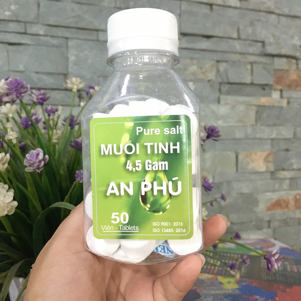 Viên Muối Tinh NaCl 0,9% - Dùng Pha Dung Dịch Nước Muối Sinh Lý – Nước Súc Miệng Hàng Ngày – Viên 4.5g (Lọ 50 Viên)