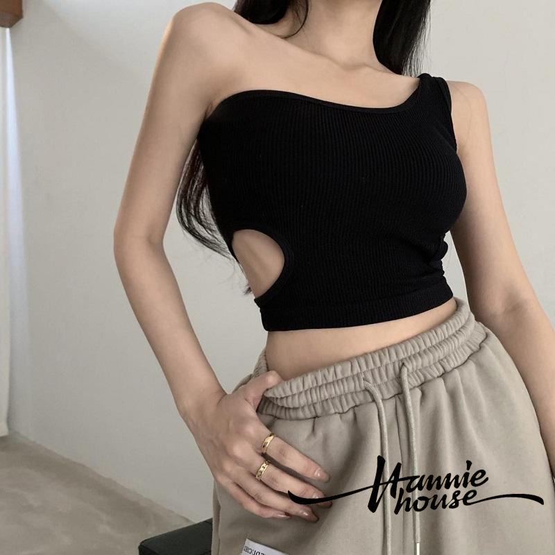 Áo tank top một mảnh màu trơn khoét rỗng mùa hè 4 màu sắc cho nữ