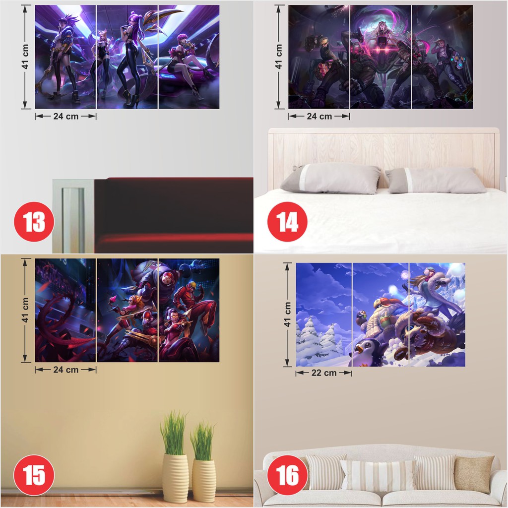 Combo 3 Tấm Tranh Poster Decal A3 Game Liên Minh Huyền Thoại - LoL - League Of Legends By AnimeX