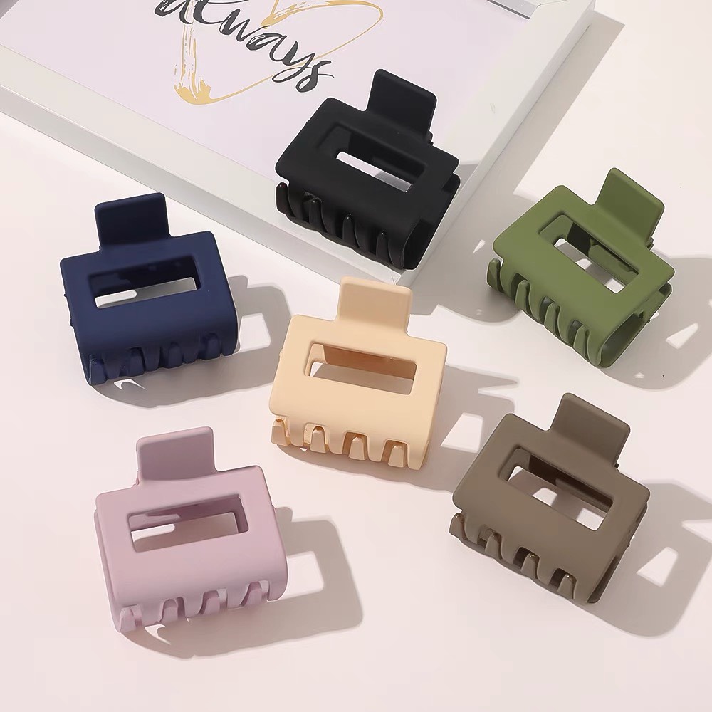 Kẹp tóc nhựa vuông nhám 6cm đủ màu dễ thương