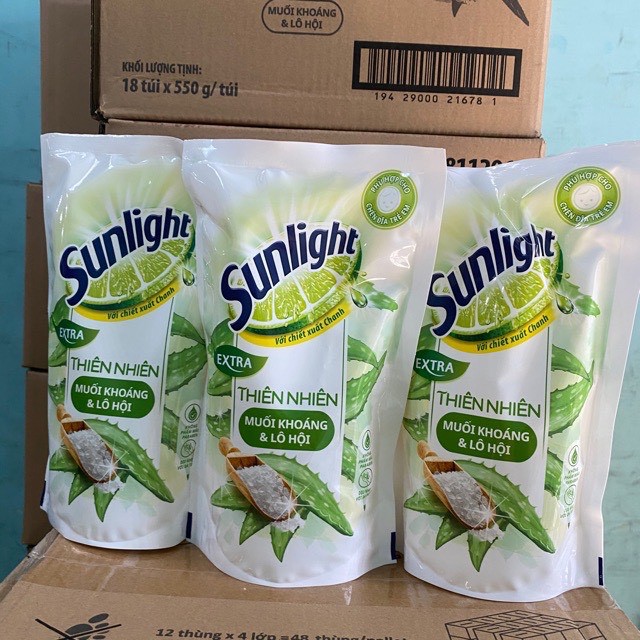 SET 3 bịch NƯỚC RỬA CHÉN SUNLIGHT Lô Hội 550gr
