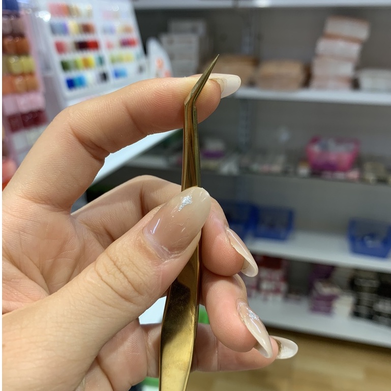 Nhíp nối mi, nhíp tách mi classic cá heo vàng gold - chuyên dụng cho thợ nối mi