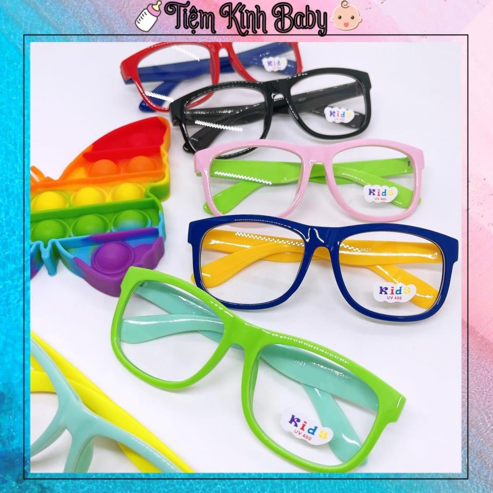 Mắt kính trẻ em gọng nhựa vuông phong cách tuổi teen cực dễ thương cho các bé từ 1-8 tuổi, gọng kính giả cận nhiều màu