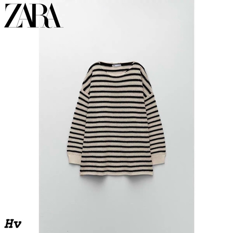 Áo váy len kẻ đen trắng thu đông