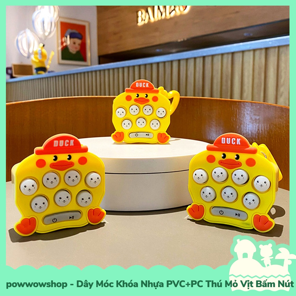 [Sẵn VN - Hỏa Tốc] Dây Móc Khóa Nhựa PVC+PC Trò Chơi Bấm Nút Mẫu Yellow Duck Vịt Vàng