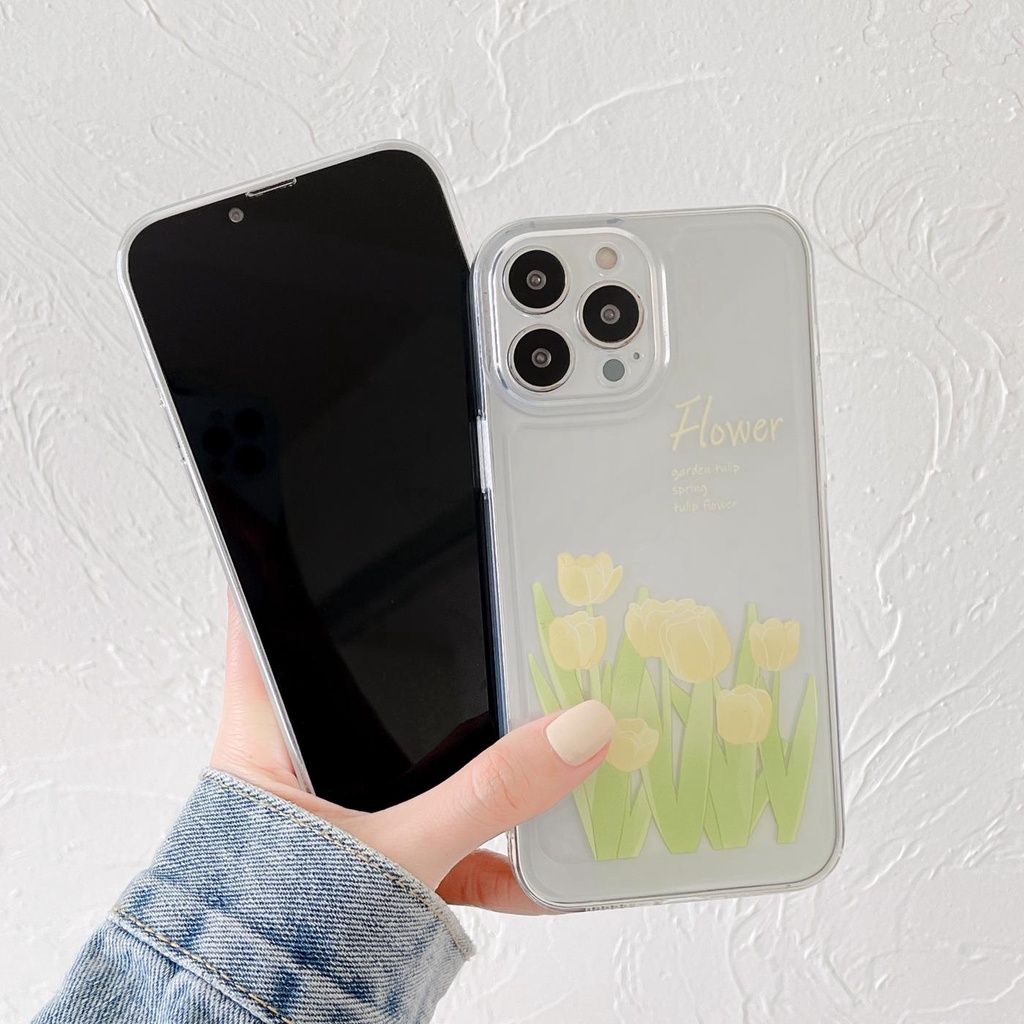 Ốp Điện Thoại Silicon TPU Mềm Trong Suốt Họa Tiết Hoa Tulip Cho iphone 13 12 11 pro max x xr xsmax 7/8plus