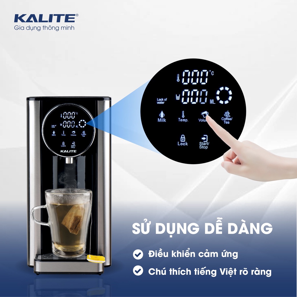 Bình thuỷ điện Kalite KL 888 dung tích 2,7L, bình pha trà pha cafe có lọc nước RO