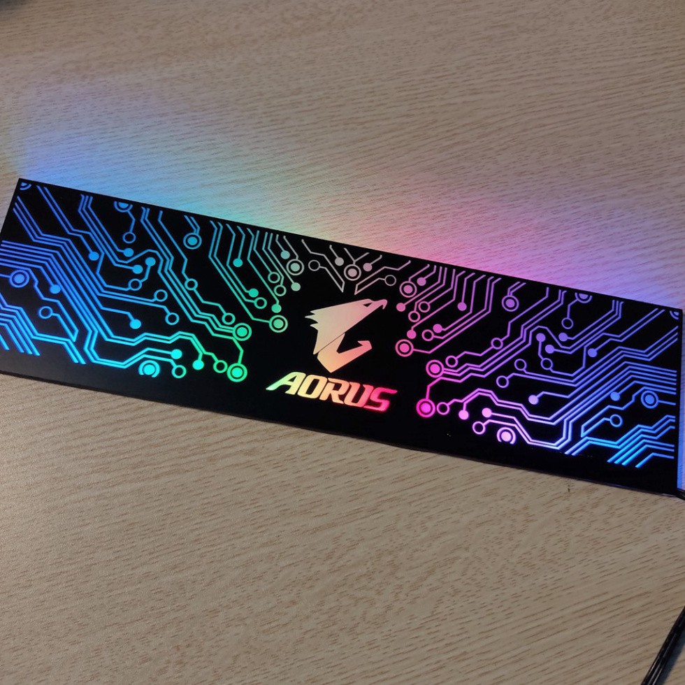 💥  Tấm che nguồn PC Led RGB 5v ARGB logo Aorus, đồng bộ màu Hub 0, hình mạch điện vô cực 0