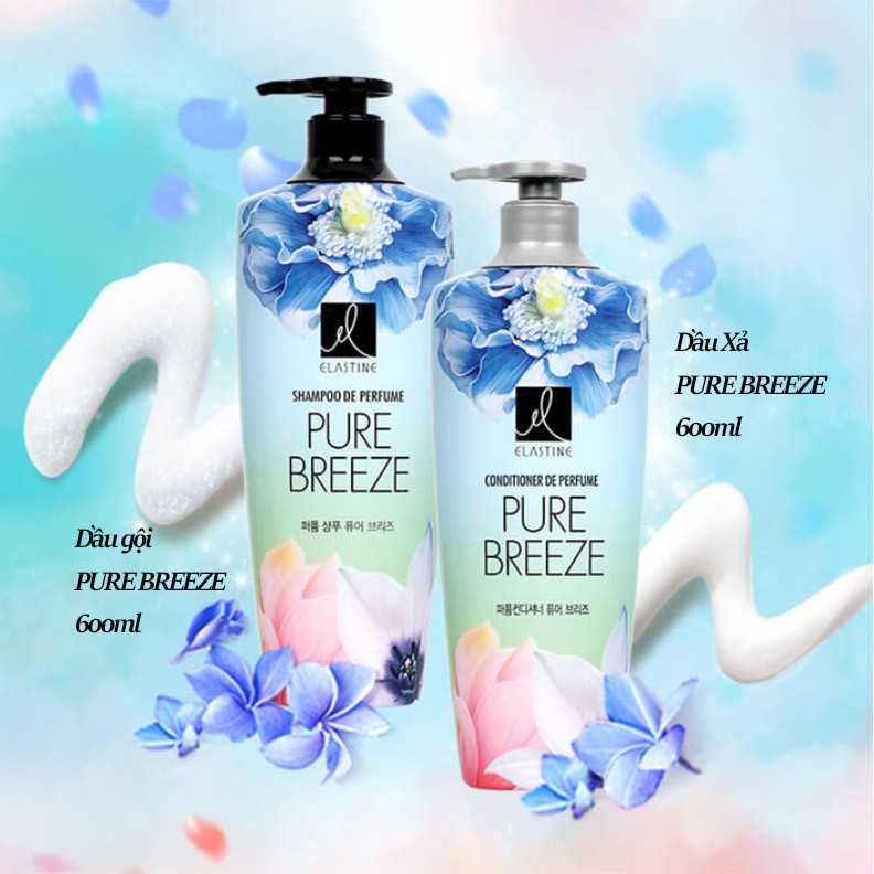 Bộ đôi Dầu gội xả Elastine De Perfume hương nước hoa Pure Breeze 600ml x2