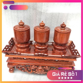 Bộ Thờ Gia Tiên Khay Đài Nước Bằng Gỗ Hương 3 quả đài gỗ