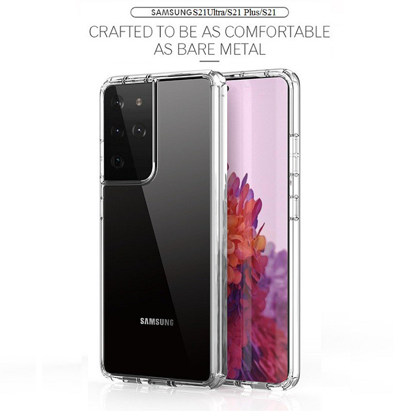 Ốp lưng LIKGUS trong suốt lưng cứng viền silicone dẻo cho Samsung Galaxy S21/S20/S10 Ultra/Plus/S21/S20/S10/Z Flip